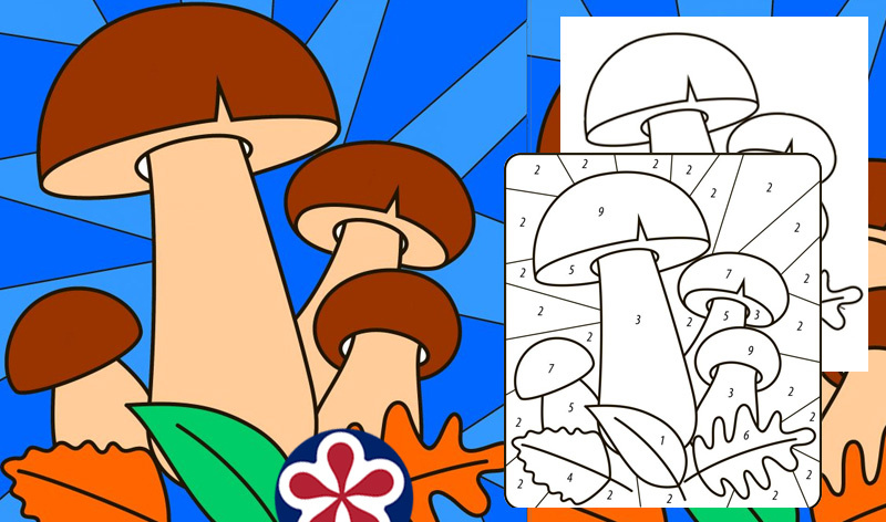 Fall Mushrooms Color by Number for Preschoolers. TeachersMag.com