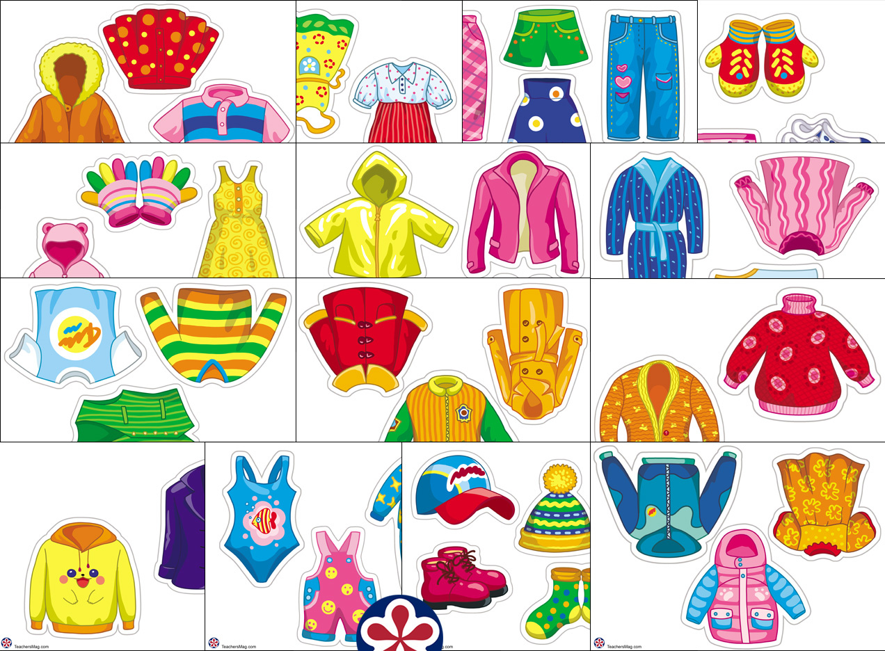 Clothing Printable for Preschool Activities.