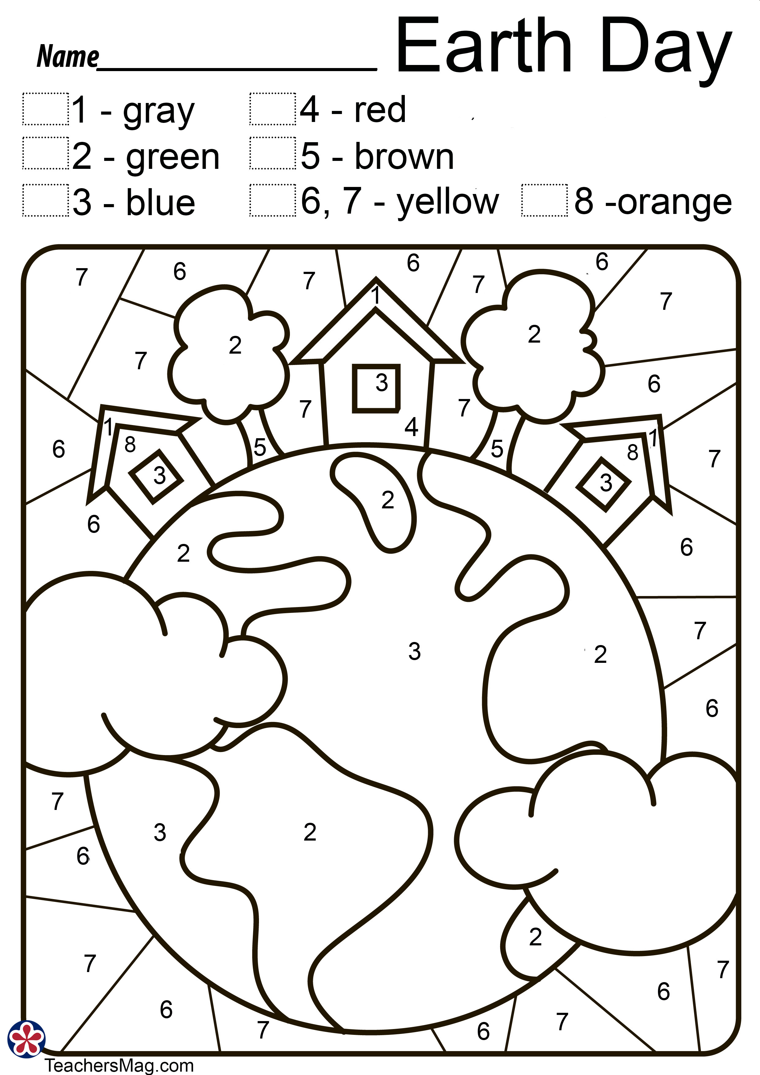Earth day color by number teachersmag