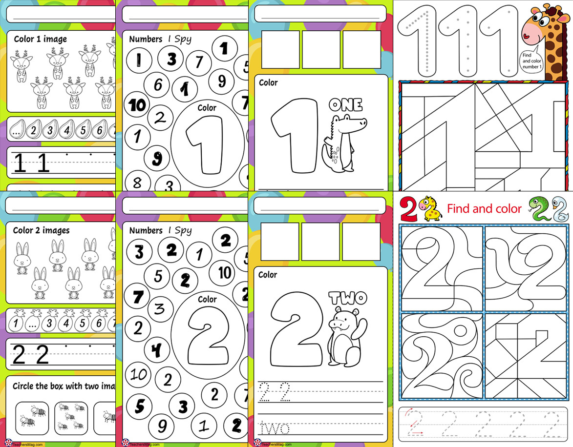 Number One and Number Two Worksheets