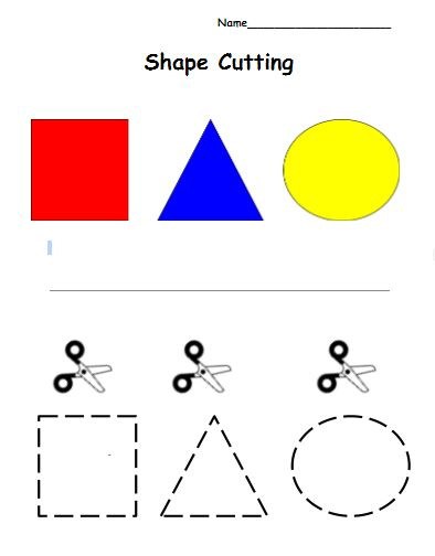 Pre-K Shape Cutting Worksheet