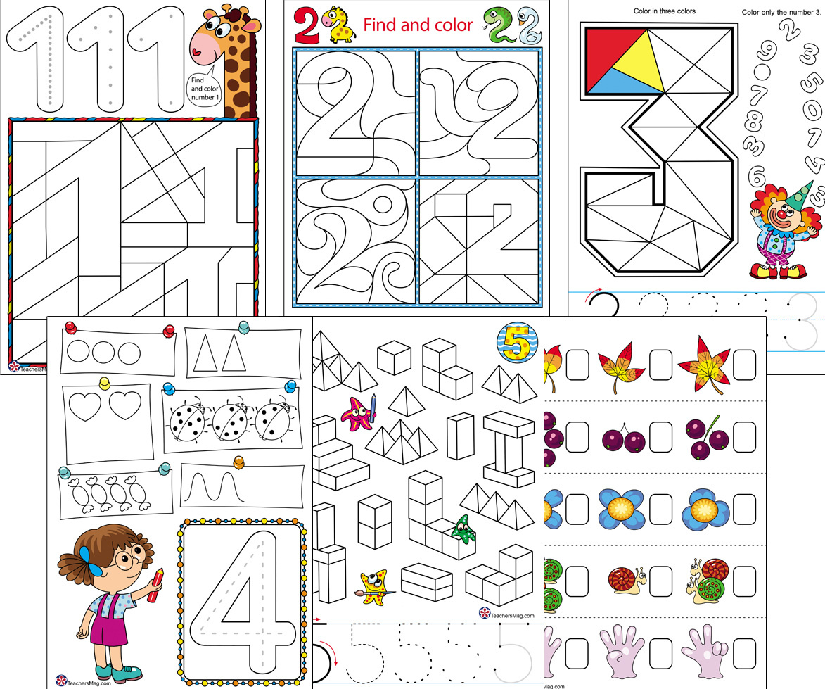 Number Worksheets on Numbers 1-5