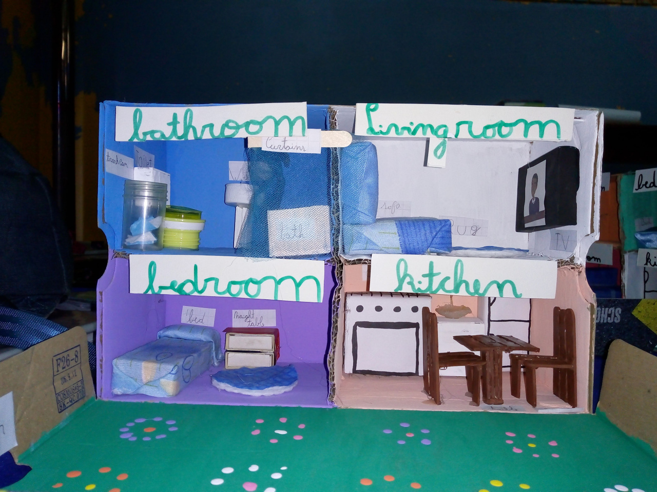 Rooms in a house+ furniture and There is/ there are