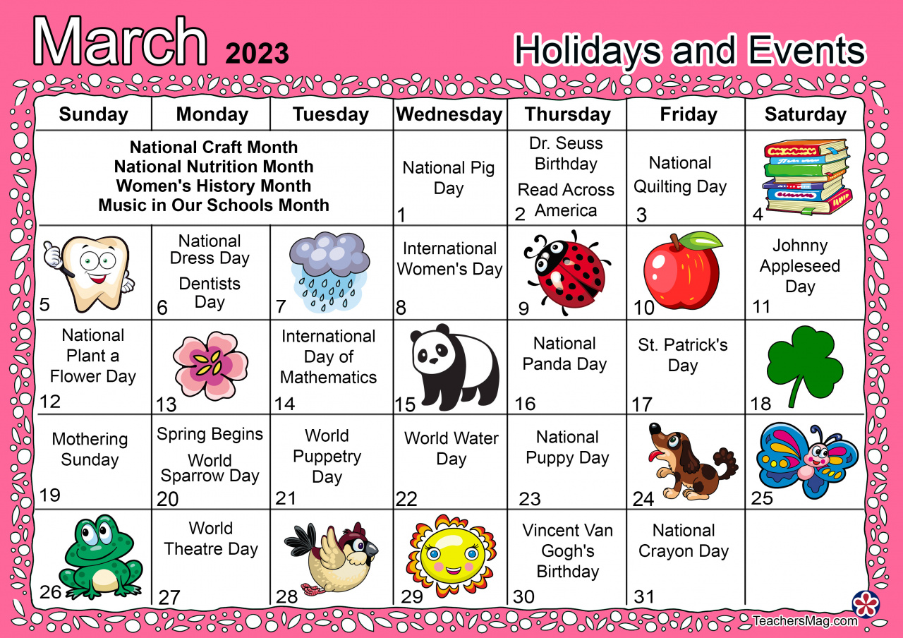 March Preschool Themes and Activity Calendar. TeachersMag.com